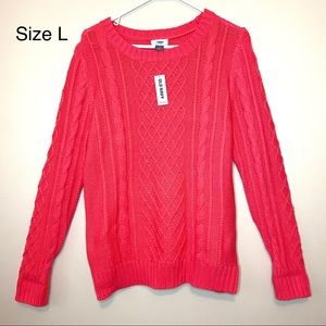 NWT Pink Knitted Crew Neck Old Navy Sweater Size L